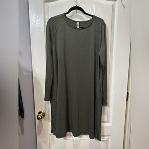 Zenana Outfitters Olive Green Long Sleeve Tee shirt Dress